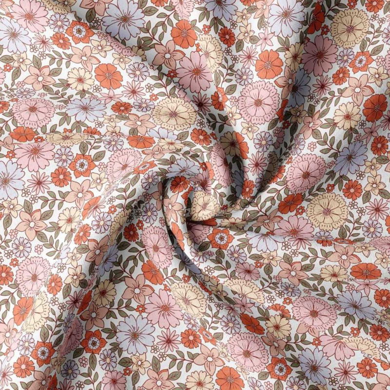 Acryl Coated Cotton BRIGITTE White / Vintage Multicolored